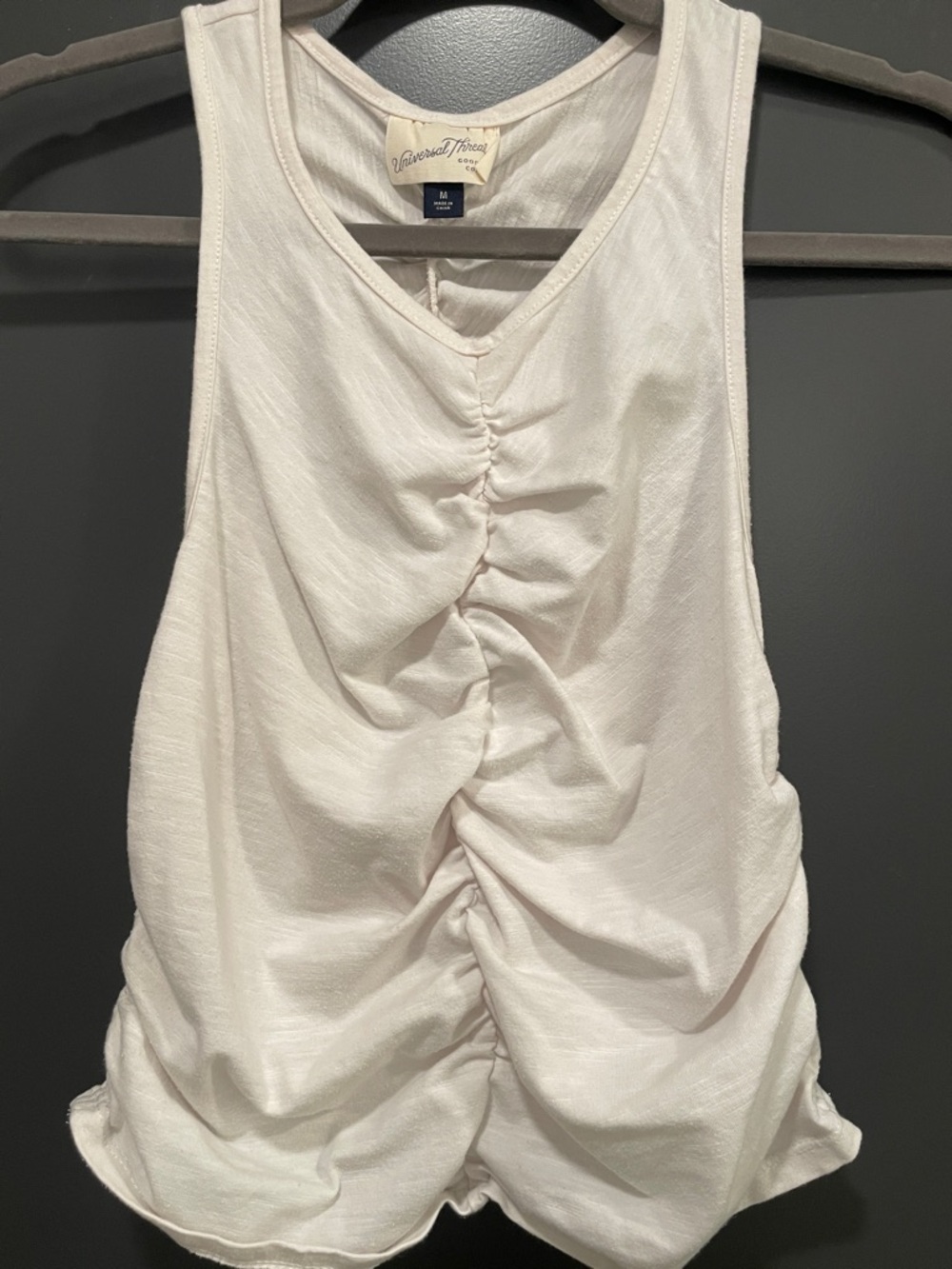 Universal Thread White Ruched Front Cotton Tank Top